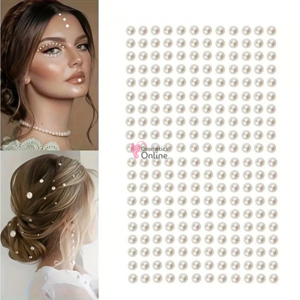 Perlute din acril pentru make-up, par sau corp cu adeziv PGA001DD Crem 4mm 400buc